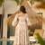 Printed cambric cotton full flaired gown