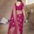 Rani pink soft  silk blend with zari weave work designer party wear festive saree with unstitched blouse piece