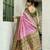 Pink green soft silk blend with woven work designer party wear festive saree with unstitched blouse piece