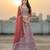Peach Net Embroidered Lehenga Choli Set With Dupatta And Blouse Piece