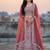 Peach Net Embroidered Lehenga Choli Set With Dupatta And Blouse Piece