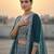 Women's Teal Blue Net Embroidered Semi-Stiched Lehenga Choli Set With Dupatta And Blouse Piece