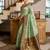Sea green soft silk blend with woven work designer party wear festive saree with unstitched blouse piece