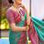 Teal blue soft silk blend with woven work designer party wear festive saree with unstitched blouse piece