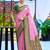 Pink green soft silk blend with woven work designer party wear festive saree with unstitched blouse piece