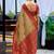 Cream red soft silk blend with woven work designer party wear festive saree with unstitched blouse piece