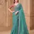 Sea green satin embroidered saree with unstitched blouse piece