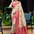 Off white pink pink soft silk blend with woven work designer party wear festive saree with unstitched blouse piece