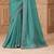 Sea green satin embroidered saree with unstitched blouse piece