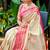 Off white pink pink soft silk blend with woven work designer party wear festive saree with unstitched blouse piece