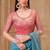 Sea green satin embroidered saree with unstitched blouse piece