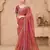 Rust georgette embroidered saree with unstitched blouse piece