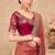 Rust georgette embroidered saree with unstitched blouse piece