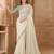 Cream georgette silk blend embroidered saree with unstitched blouse piece