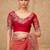Rust georgette embroidered saree with unstitched blouse piece