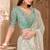 Cream georgette silk blend embroidered saree with unstitched blouse piece