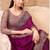 Wine satin georgette embroidered saree with unstitched blouse piece