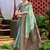 Teal green soft silk blend with woven work designer party wear festive saree with unstitched blouse piece
