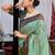 Teal green soft silk blend with woven work designer party wear festive saree with unstitched blouse piece