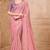 Pink satin georgette embroidered saree with unstitched blouse piece