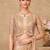 Beige satin georgette embroidered saree with unstitched blouse piece