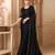 Black satin georgette embroidered saree with unstitched blouse piece