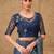 Blue satin embroidered saree with unstitched blouse piece