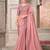 Pink soft silk blend embroidered saree with unstitched blouse piece