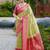 Pista green soft silk blend with woven work designer party wear festive saree with unstitched blouse piece