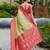 Pista green soft silk blend with woven work designer party wear festive saree with unstitched blouse piece