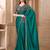 Turquoise satin silk blend embroidered saree with unstitched blouse piece