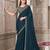 Blue soft silk blend embroidered saree with unstitched blouse piece