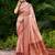 Peach soft silk blend with woven work designer party wear festive saree with unstitched blouse piece