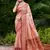 Peach soft silk blend with woven work designer party wear festive saree with unstitched blouse piece