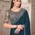 Blue soft silk blend embroidered saree with unstitched blouse piece