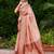 Peach soft silk blend with woven work designer party wear festive saree with unstitched blouse piece