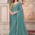 Turquoise soft silk blend embroidered saree with unstitched blouse piece