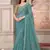 Turquoise soft silk blend embroidered saree with unstitched blouse piece
