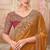 Mustard soft silk blend embroidered saree with unstitched blouse piece