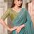 Turquoise soft silk blend embroidered saree with unstitched blouse piece