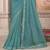 Turquoise soft silk blend embroidered saree with unstitched blouse piece