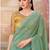 Mint soft silk blend embroidered saree with unstitched blouse piece