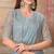 Sky blue soft silk blend embroidered saree with unstitched blouse piece