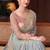 Grey chiffon embroidered saree with unstitched blouse piece