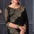 Black satin chiffon embroidered saree with unstitched blouse piece