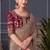 Beige soft silk blend embroidered saree with unstitched blouse piece