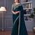 Teal shimmer georgette embroidered saree with unstitched blouse piece