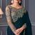 Teal shimmer georgette embroidered saree with unstitched blouse piece