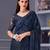 Blue silk blend embroidered saree with unstitched blouse piece