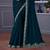 Teal shimmer georgette embroidered saree with unstitched blouse piece